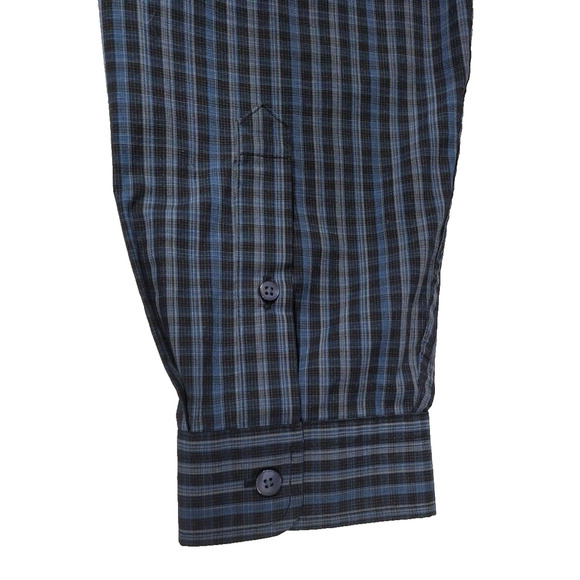 Joseph Abboud Mens Long Sleeve Button Up Shirt Plaid Blue Black Slim Fit XL - Picture 8 of 11